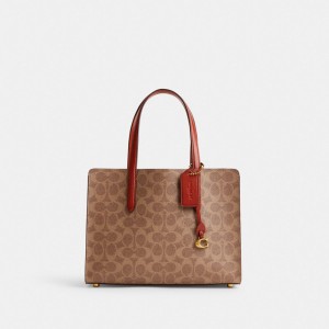 COACH® Carter Carryall 28 In Signature Canvas Kabelka Damske Hnede Červené | SKEBS830