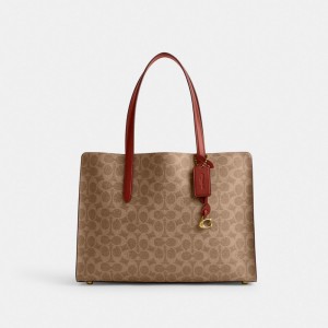 COACH® Carter Carryall In Signature Canvas Kabelka Damske Hnede Červené | SKRVD831