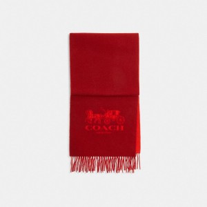 COACH® Horse And Carriage Bicolor Cashmere Muffler Sal Panske Červené Červené | SKHAZ271
