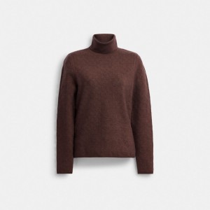 COACH® Lurex Signature Turtleneck Sveter Damske Hnede | SKFDP477