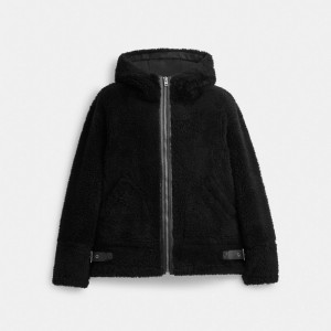 COACH® Reversible Shearling Bunda Panske Čierne | SKILH159