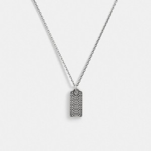 COACH® Sterling Quilted Hangtag Long Pendant Nahrdelnik Damske Strieborne | SKCTV598